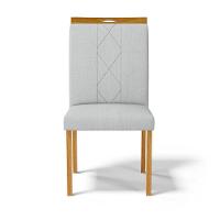 Kit Com 2 Cadeiras Ana Madeira Maciça Estofadas Para Mesa De Jantar Linho Cinza 407 - 6