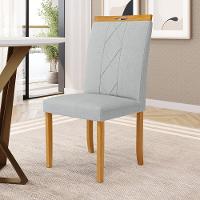 Kit Com 2 Cadeiras Ana Madeira Maciça Estofadas Para Mesa De Jantar Linho Cinza 407 - 7