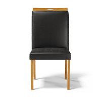 Kit Com 4 Cadeiras Agnes Madeira Maciça Estofadas Para Mesa De Jantar Courino Preto 503