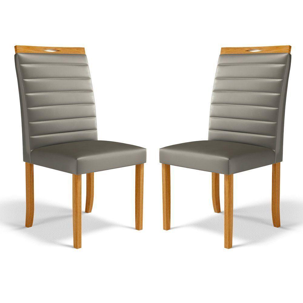 Kit Com 2 Cadeiras Sara Madeira Maciça Estofadas Para Mesa De Jantar Veludo Chumbo 109 - 1