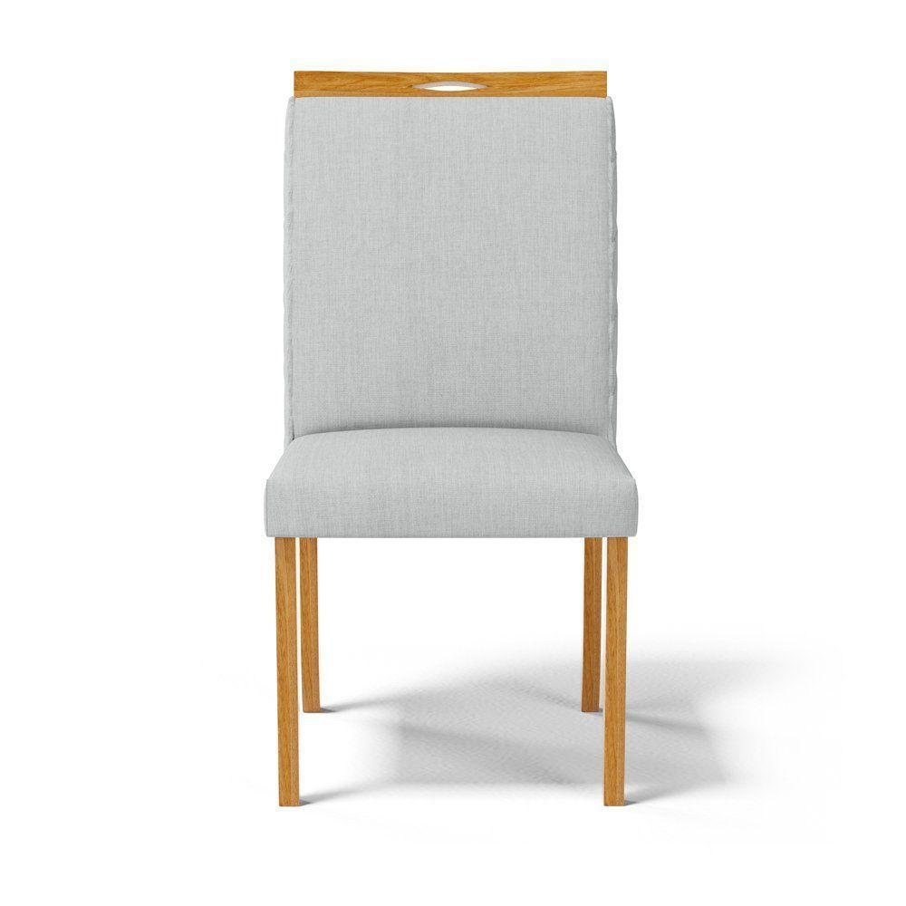 Kit Com 4 Cadeiras Agnes Madeira Maciça Estofadas Para Mesa De Jantar Linho Cinza 407 - 2