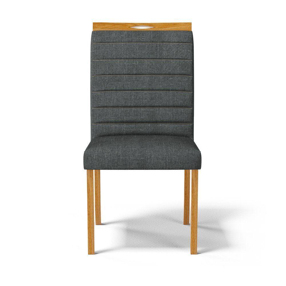 Kit Com 2 Cadeiras Sara Madeira Maciça Estofadas Para Mesa De Jantar Linho Chumbo 406 - 4