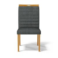 Kit Com 2 Cadeiras Sara Madeira Maciça Estofadas Para Mesa De Jantar Linho Chumbo 406