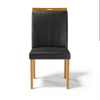 Kit Com 6 Cadeiras Aurora Madeira Maciça Estofadas Para Mesa De Jantar Courino Preto 503