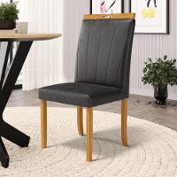 Kit Com 6 Cadeiras Aurora Madeira Maciça Estofadas Para Mesa De Jantar Courino Preto 503 - 7