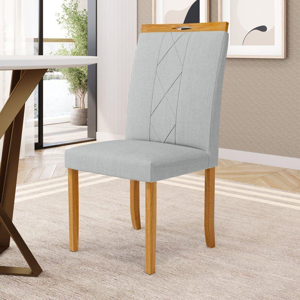 Kit Com 6 Cadeiras Ana Madeira Maciça Estofadas Para Mesa De Jantar Linho Cinza 407 - 5