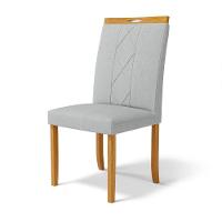 Kit Com 6 Cadeiras Ana Madeira Maciça Estofadas Para Mesa De Jantar Linho Cinza 407