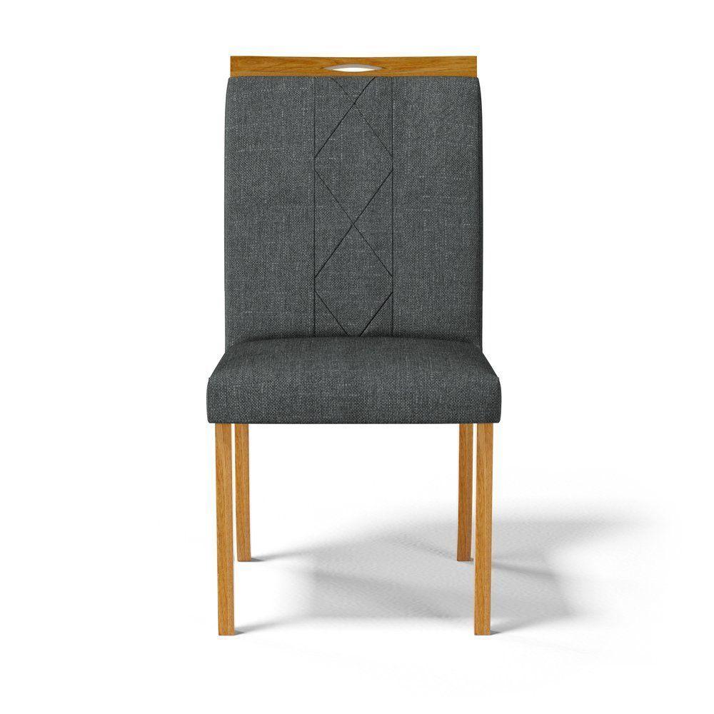 Kit Com 6 Cadeiras Ana Madeira Maciça Estofadas Para Mesa De Jantar Linho Chumbo 406 - 4