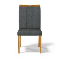 Kit Com 6 Cadeiras Ana Madeira Maciça Estofadas Para Mesa De Jantar Linho Chumbo 406