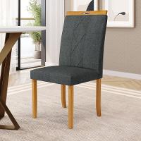 Kit Com 6 Cadeiras Ana Madeira Maciça Estofadas Para Mesa De Jantar Linho Chumbo 406 - 7