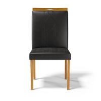 Kit Com 6 Cadeiras Ana Madeira Maciça Estofadas Para Mesa De Jantar Courino Preto 503 - 3