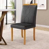Kit Com 6 Cadeiras Ana Madeira Maciça Estofadas Para Mesa De Jantar Courino Preto 503 - 6