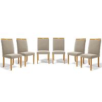 Kit Com 6 Cadeiras Agnes Madeira Maciça Estofadas Para Mesa De Jantar Veludo Bege 102 - 1