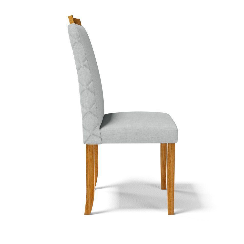 Kit Com 6 Cadeiras Agnes Madeira Maciça Estofadas Para Mesa De Jantar Linho Cinza 407 - 8