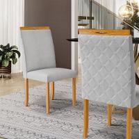 Kit Com 6 Cadeiras Agnes Madeira Maciça Estofadas Para Mesa De Jantar Linho Cinza 407 - 2
