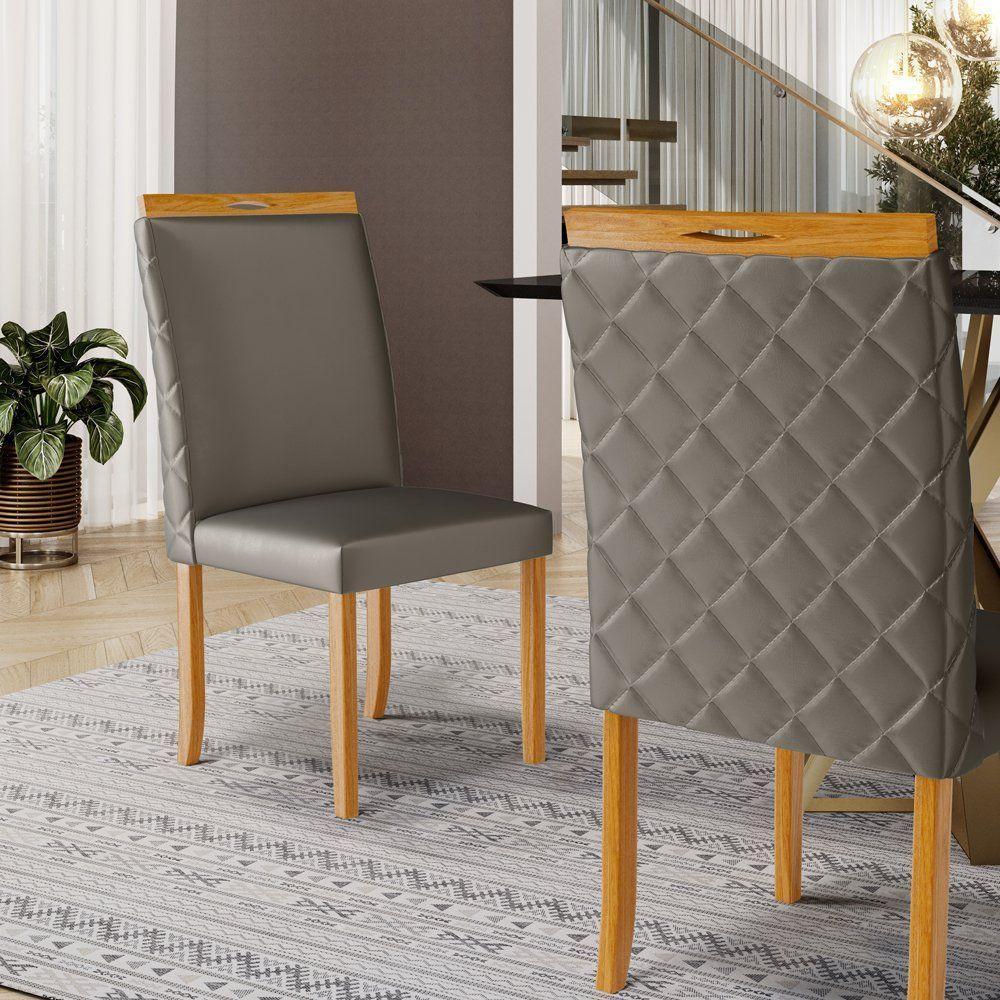 Kit Com 6 Cadeiras Agnes Madeira Maciça Estofadas Para Mesa De Jantar Veludo Chumbo 109 - 5