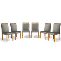 Kit Com 6 Cadeiras Agnes Madeira Maciça Estofadas Para Mesa De Jantar Veludo Chumbo 109 - 1