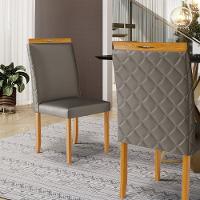 Kit Com 6 Cadeiras Agnes Madeira Maciça Estofadas Para Mesa De Jantar Veludo Chumbo 109 - 5