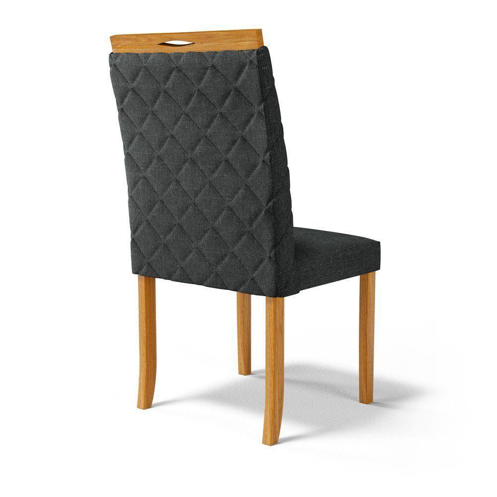 Kit Com 6 Cadeiras Agnes Madeira Maciça Estofadas Para Mesa De Jantar Linho Chumbo 406 - 3