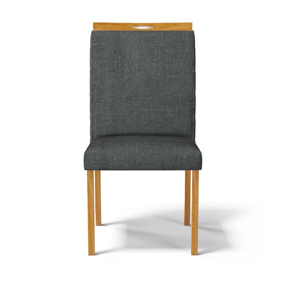 Kit Com 6 Cadeiras Agnes Madeira Maciça Estofadas Para Mesa De Jantar Linho Chumbo 406 - 4