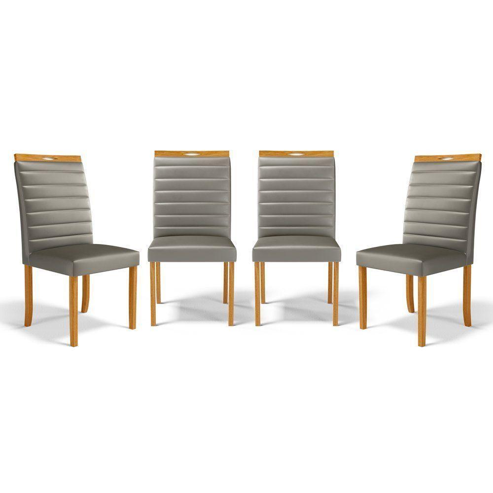 Kit Com 4 Cadeiras Sara Madeira Maciça Estofadas Para Mesa De Jantar Veludo Chumbo 109 - 1