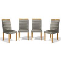 Kit Com 4 Cadeiras Sara Madeira Maciça Estofadas Para Mesa De Jantar Veludo Chumbo 109 - 1