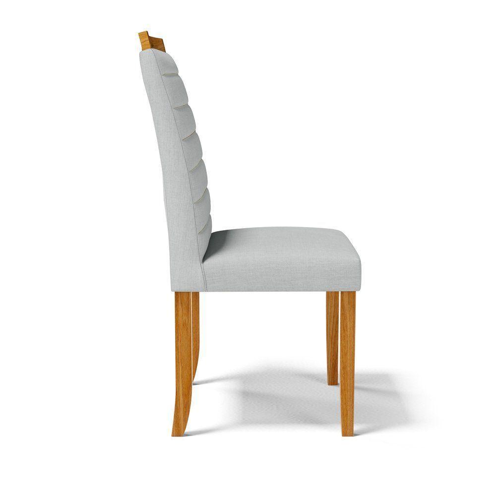 Kit Com 4 Cadeiras Sara Madeira Maciça Estofadas Para Mesa De Jantar Linho Cinza 407 - 5