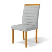 Kit Com 4 Cadeiras Sara Madeira Maciça Estofadas Para Mesa De Jantar Linho Cinza 407