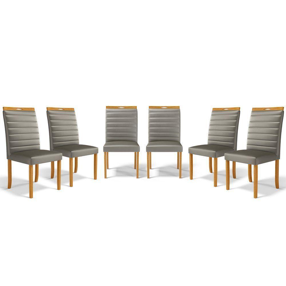 Kit Com 6 Cadeiras Sara Madeira Maciça Estofadas Para Mesa De Jantar Veludo Chumbo 109 - 1