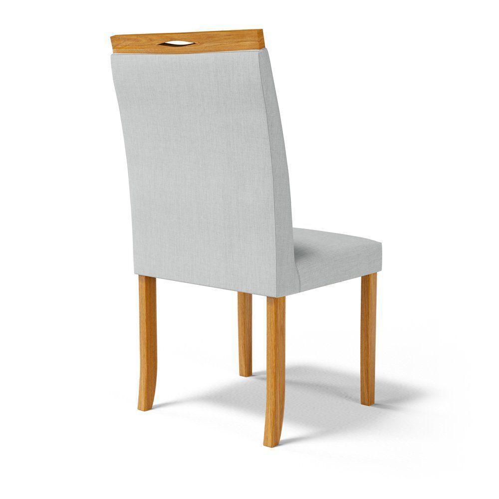 Kit Com 6 Cadeiras Sara Madeira Maciça Estofadas Para Mesa De Jantar Linho Cinza 407 - 4