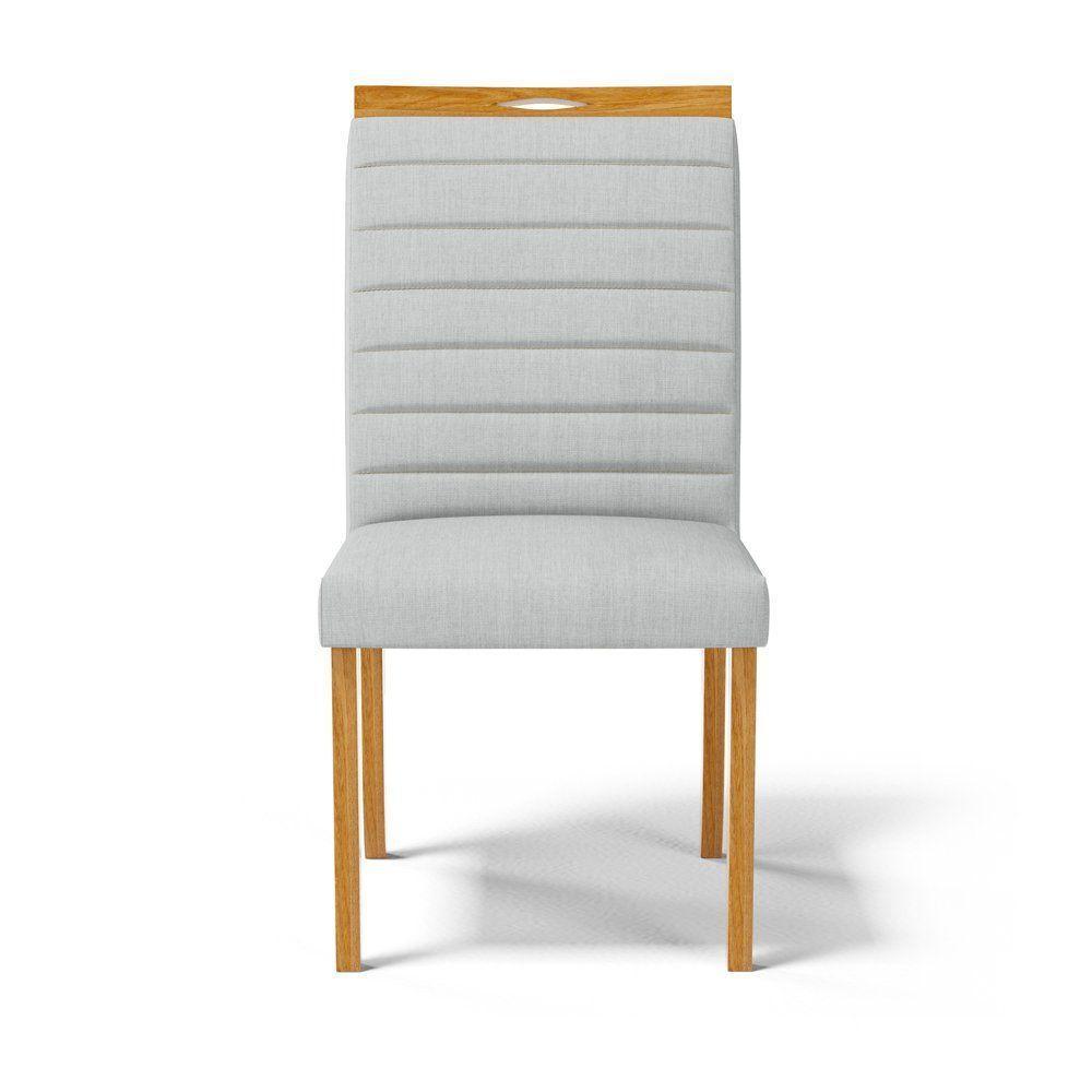 Kit Com 6 Cadeiras Sara Madeira Maciça Estofadas Para Mesa De Jantar Linho Cinza 407 - 8