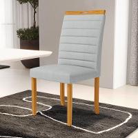Kit Com 6 Cadeiras Sara Madeira Maciça Estofadas Para Mesa De Jantar Linho Cinza 407 - 3