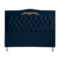 Kit De Cabeceira De Cama Box E Calçadeira Baú Helena King 195 Cm Retro Capitonê Suede Azul Marinho Eli Móveis