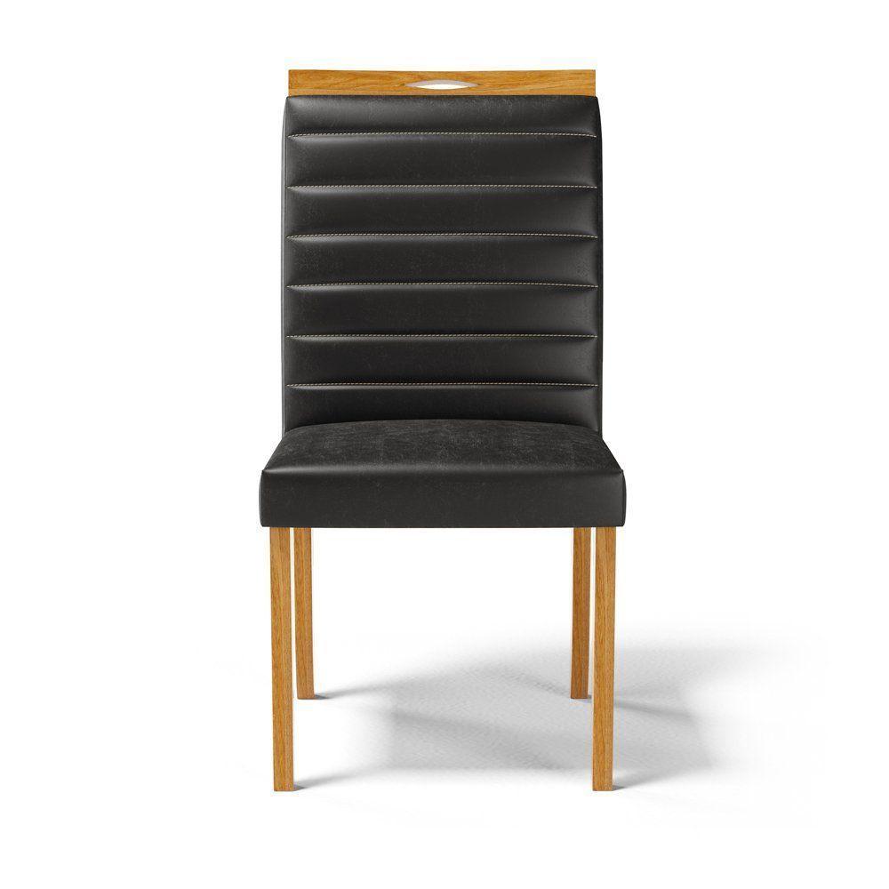 Kit Com 6 Cadeiras Sara Madeira Maciça Estofadas Para Mesa De Jantar Courino Preto 503 - 2