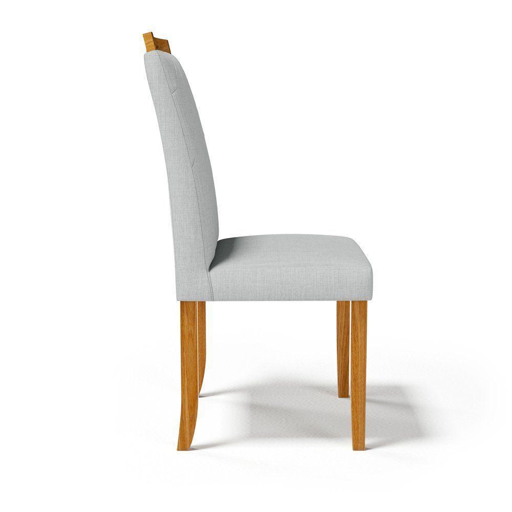 Kit Com 6 Cadeiras Maiara Madeira Maciça Estofadas Para Mesa De Jantar Linho Cinza 407 - 5