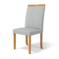 Kit Com 6 Cadeiras Maiara Madeira Maciça Estofadas Para Mesa De Jantar Linho Cinza 407 - 6