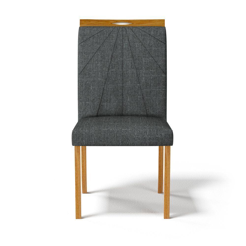 Kit Com 6 Cadeiras Maiara Madeira Maciça Estofadas Para Mesa De Jantar Linho Chumbo 406 - 4