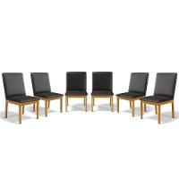 Kit Com 6 Cadeiras Daniela Madeira Maciça Estofada Para Mesa De Jantar Courino Preto 503 - 1