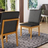 Kit Com 6 Cadeiras Daniela Madeira Maciça Estofada Para Mesa De Jantar Courino Preto 503 - 7