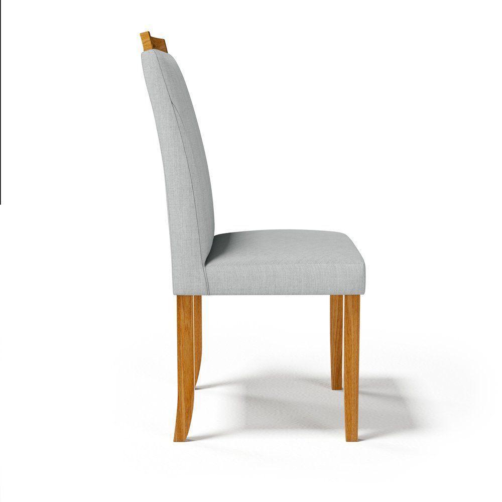 Kit Com 6 Cadeiras Aurora Madeira Maciça Estofadas Para Mesa De Jantar Linho Cinza 407 - 3