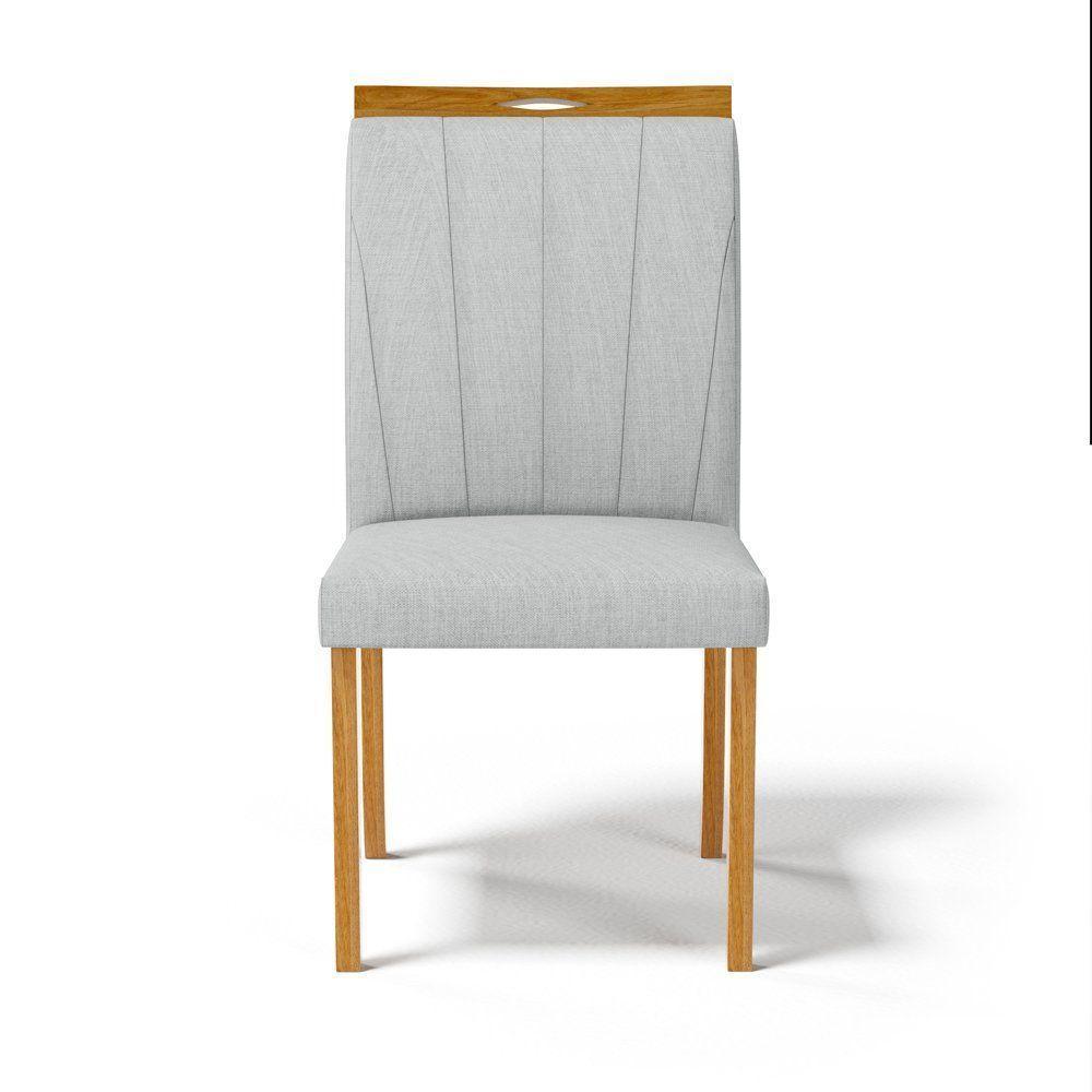Kit Com 6 Cadeiras Aurora Madeira Maciça Estofadas Para Mesa De Jantar Linho Cinza 407 - 5