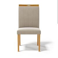 Kit Com 6 Cadeiras Aurora Madeira Maciça Estofadas Para Mesa De Jantar Veludo Bege 102 - 2