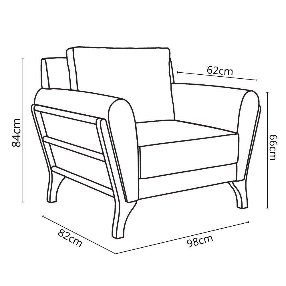 Poltrona Sabrina De Madeira Maciça Com Almofada Veludo Chumbo 109 - 2