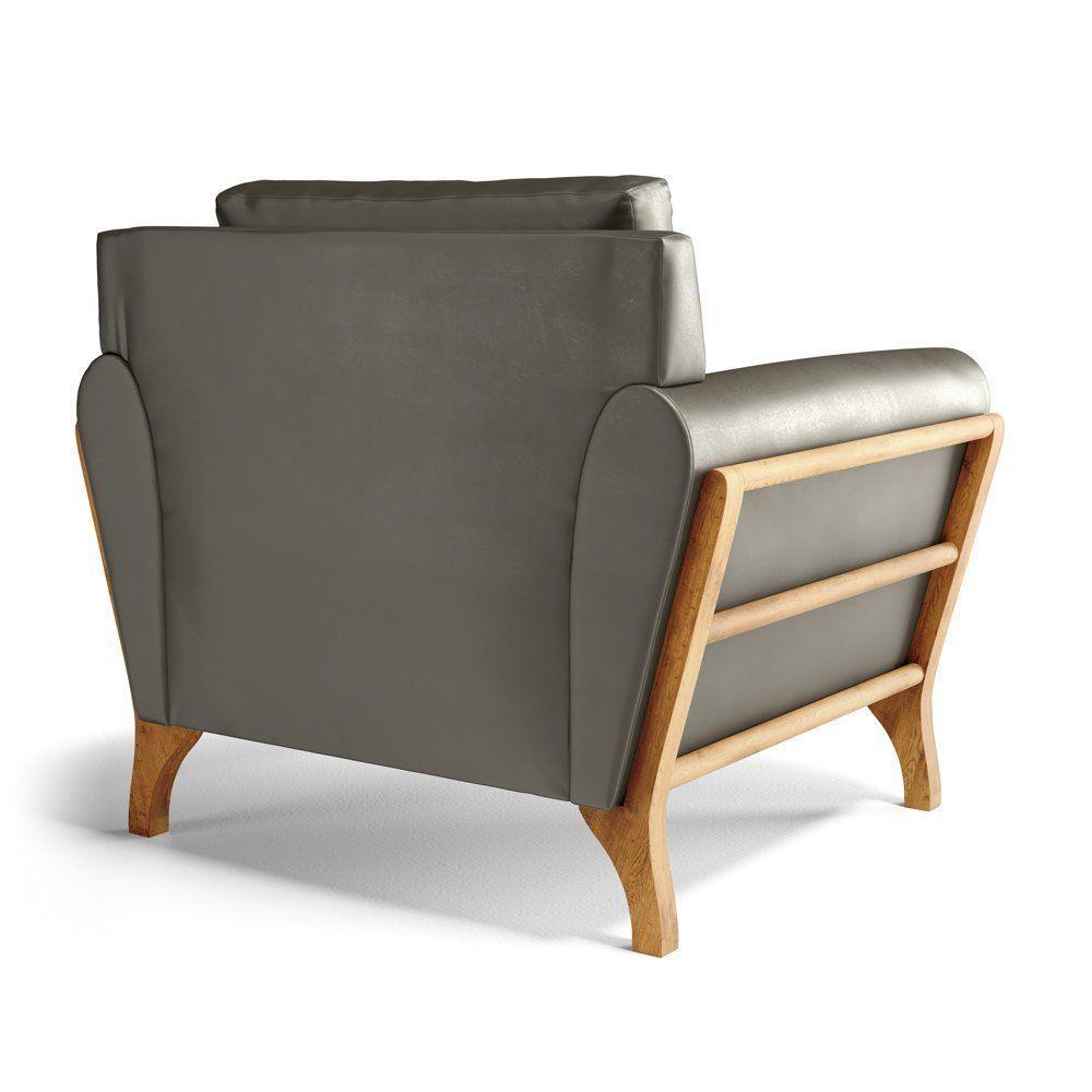 Poltrona Sabrina De Madeira Maciça Com Almofada Veludo Chumbo 109 - 3