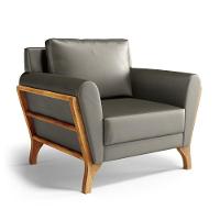 Poltrona Sabrina De Madeira Maciça Com Almofada Veludo Chumbo 109 - 1