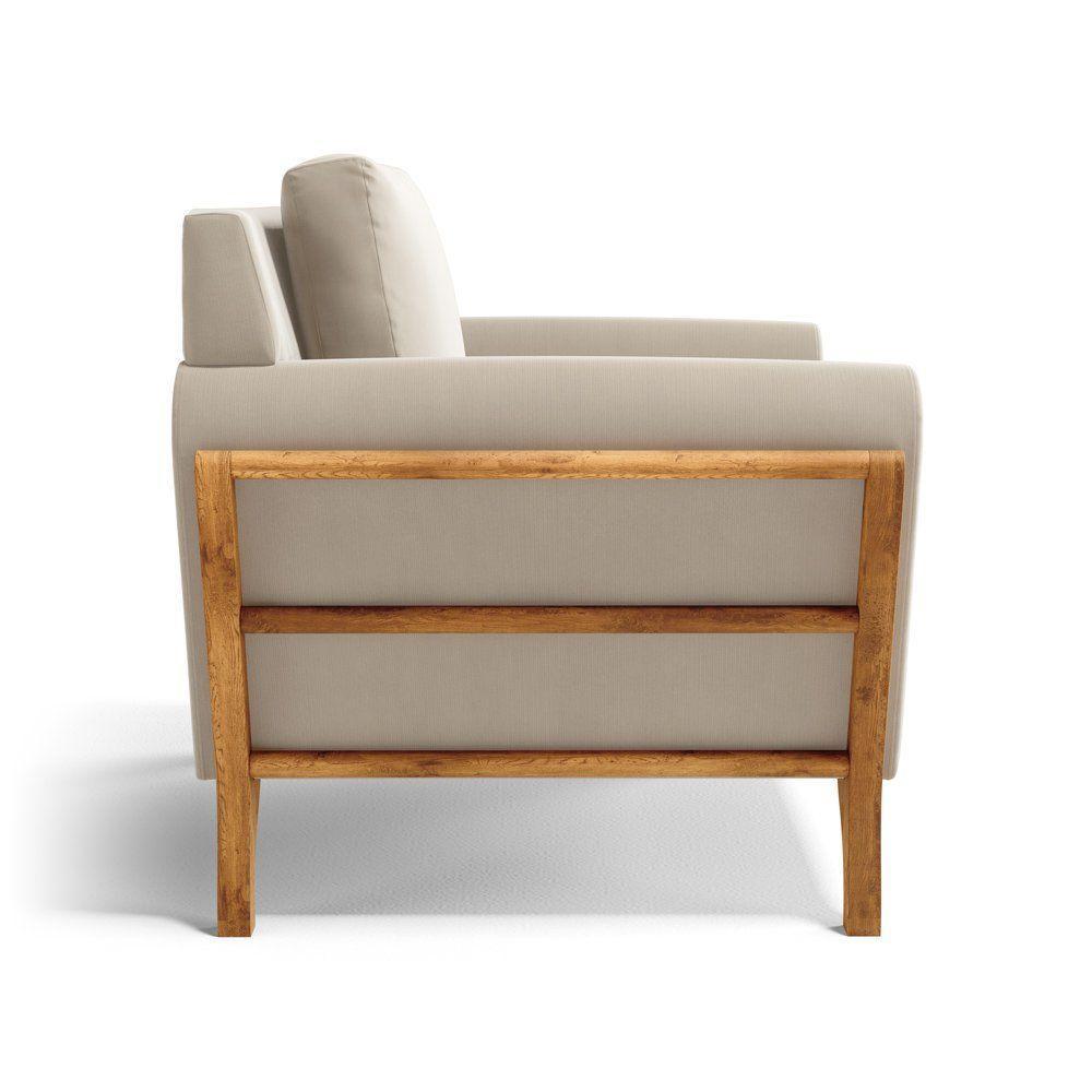 Poltrona Sabrina De Madeira Maciça Com Almofada Veludo Bege 102 - 5