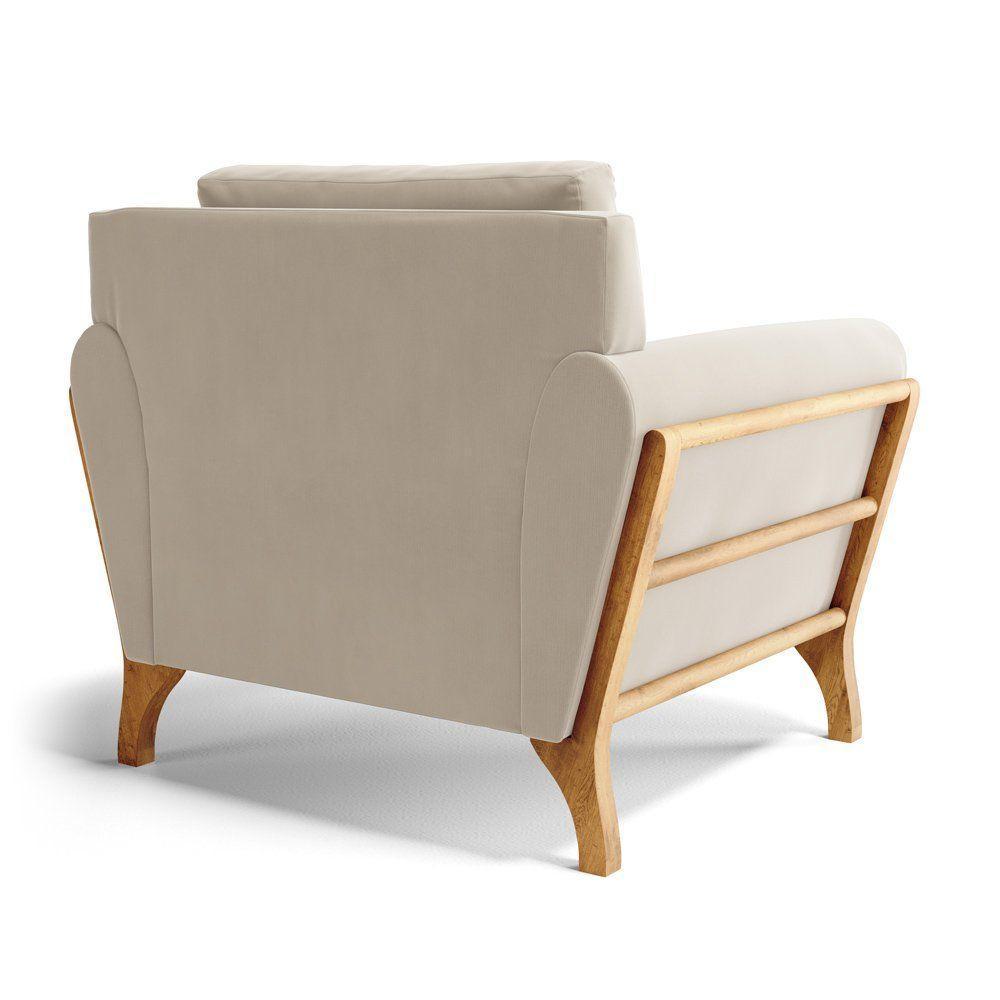 Poltrona Sabrina De Madeira Maciça Com Almofada Veludo Bege 102 - 7