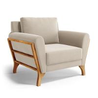 Poltrona Sabrina De Madeira Maciça Com Almofada Veludo Bege 102 - 1