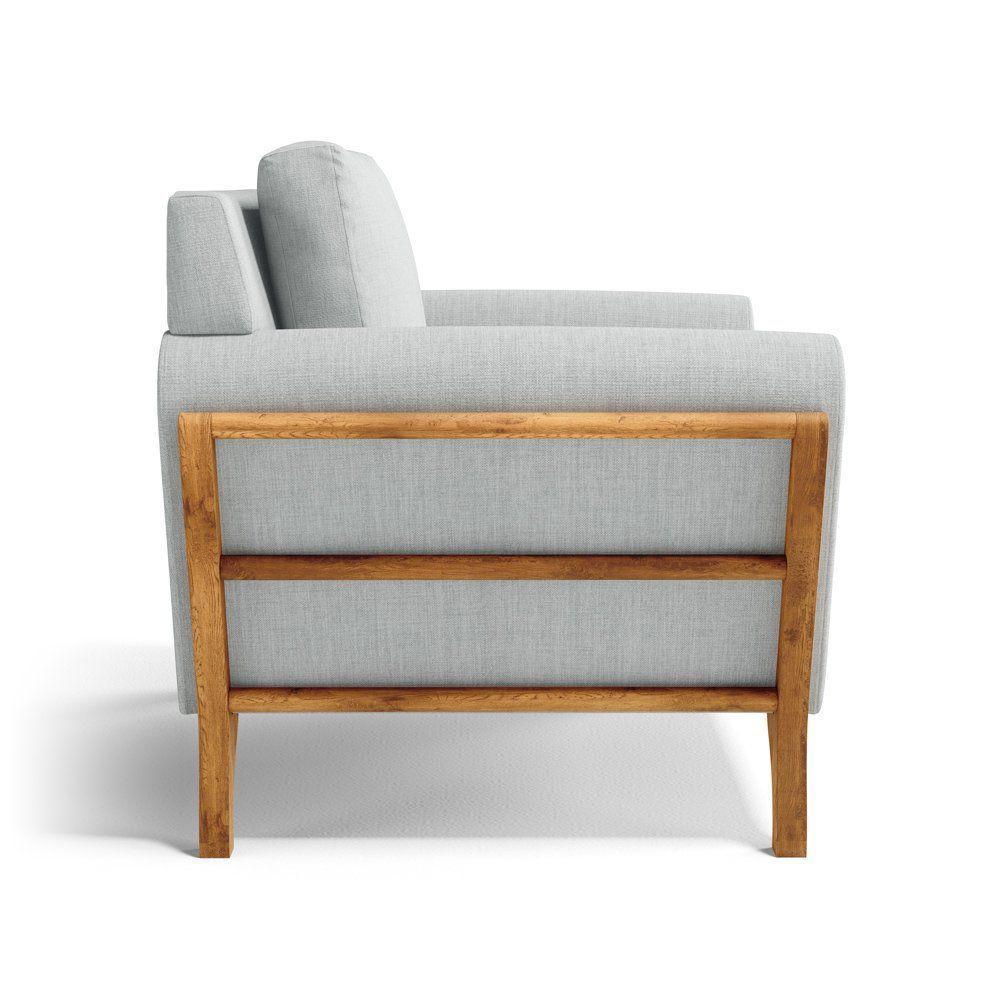 Poltrona Sabrina De Madeira Maciça Com Almofada Linho Cinza 407 - 2
