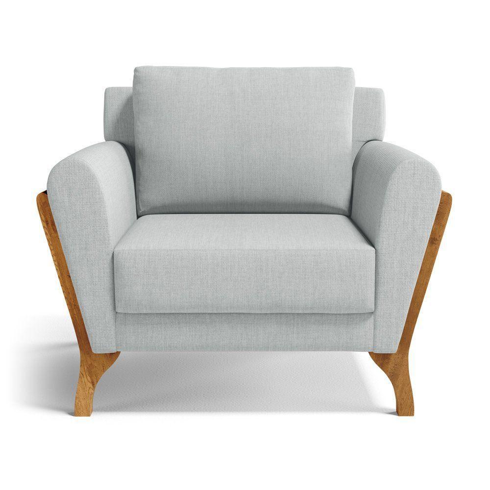 Poltrona Sabrina De Madeira Maciça Com Almofada Linho Cinza 407 - 7